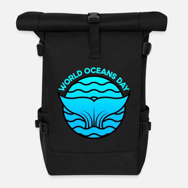 Welttag der Ozeane - Rolltop Rucksack - Schwarz