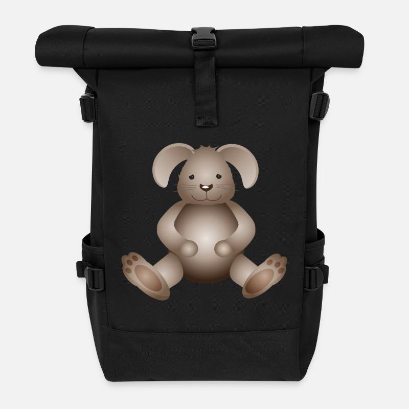 zuckersüßer goldiger Hase als tierischer Begleiter - Rolltop Rucksack - Schwarz