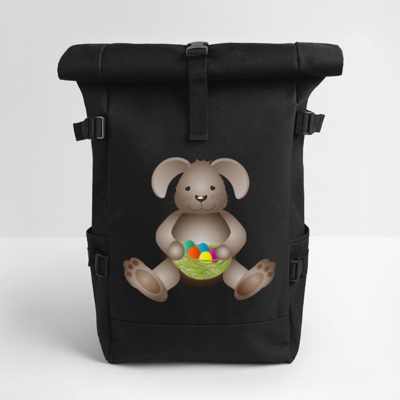 small Easter with Easter nest full of Easter eggs Roll Top Backpack