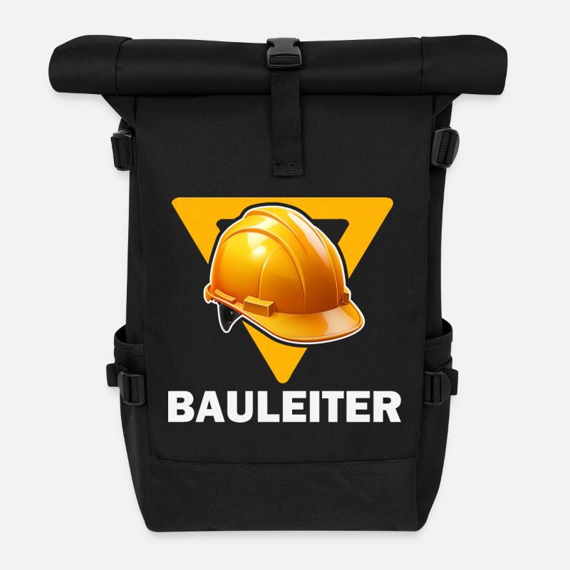 Baustellenleiter Bauhelm - Rolltop Rucksack - Schwarz