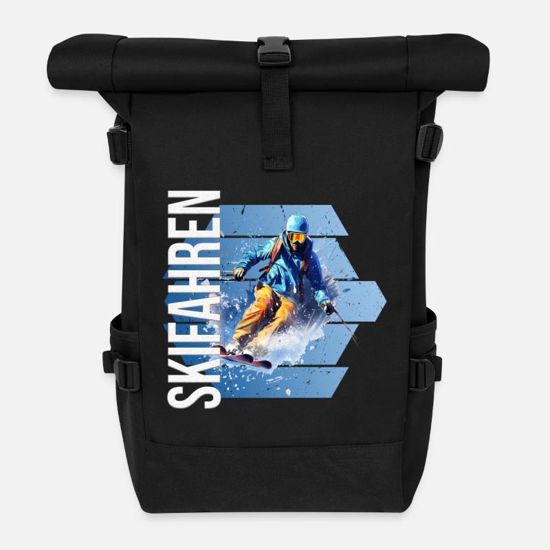Skifahren - Rolltop Rucksack - Schwarz