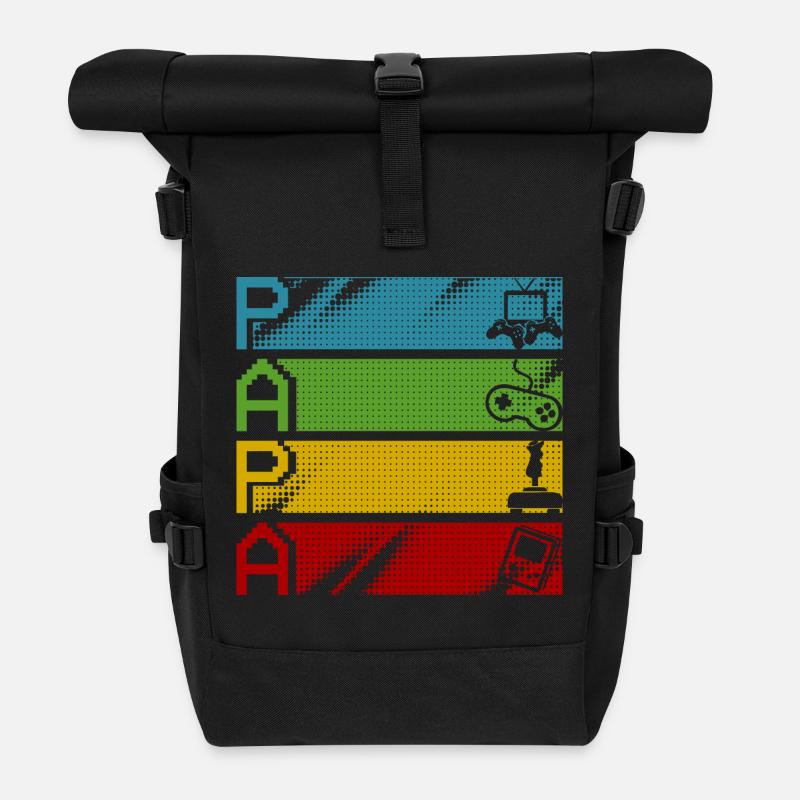 Retro Gamers Pixel Multicolor - Roll Top Backpack - black