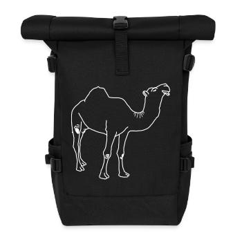 Dromedary lineart - Roll Top Backpack - black - Front