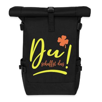 Du schaffst das! - Mut machen - Glücksbringer - Rolltop Rucksack - Schwarz - Vorne