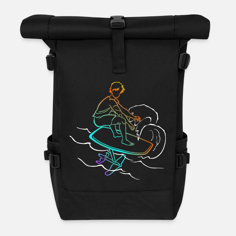Foil Foiling Wing Sling Surf - Rolltop Rucksack - Schwarz