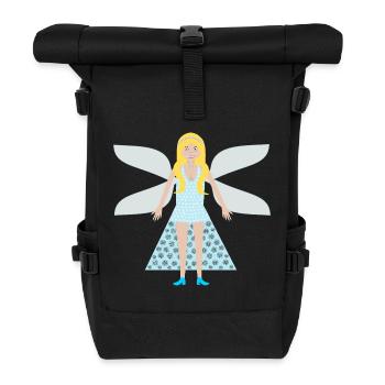 Winter Snowflake Fantasy Art Fairy - Roll Top Backpack - black - Front