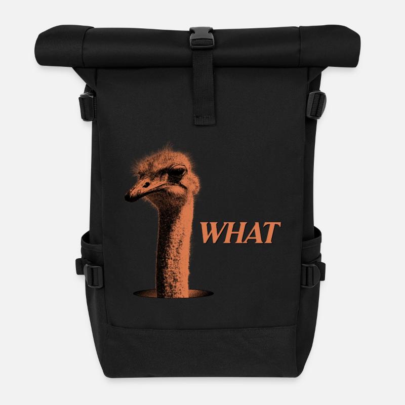 What?! – Grummelnder Strauß - Rolltop Rucksack - Schwarz