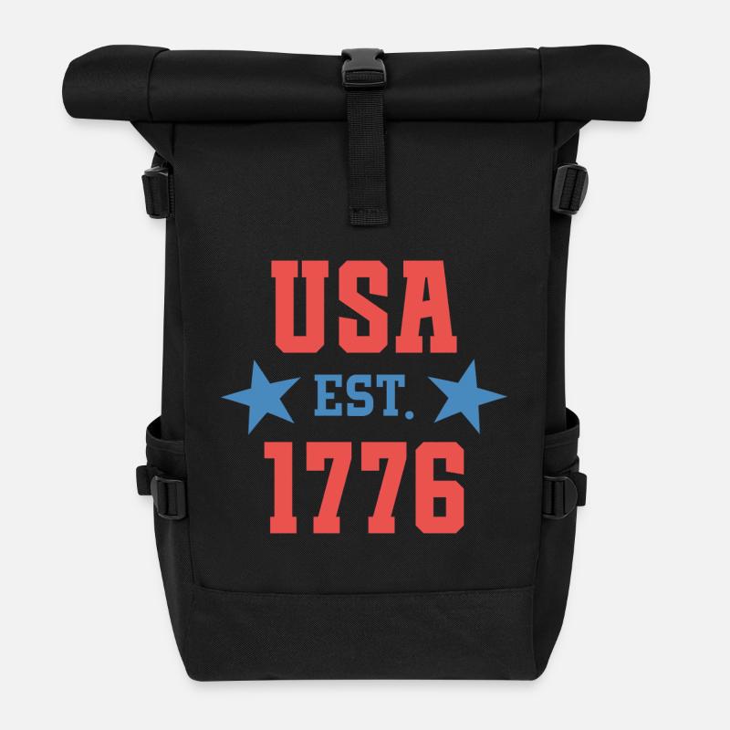 USA Est 1776 - Rolltop Rucksack - Schwarz