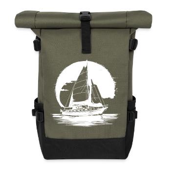 Sailing Drawing - Roll Top Backpack - olive/black - Front