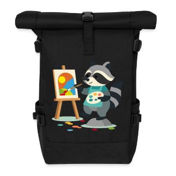 Raton laveur créatif pour les amateurs d’art, petits et grands - Sac à dos roll top - noir - Devant