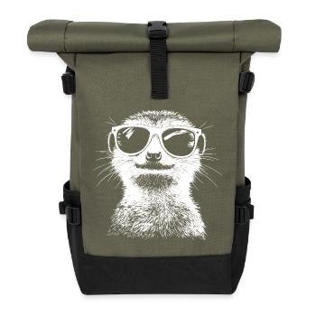 Cool Erdmännchen Sonnenbrille Sommer - Rolltop Rucksack - Olive/Schwarz - Vorne