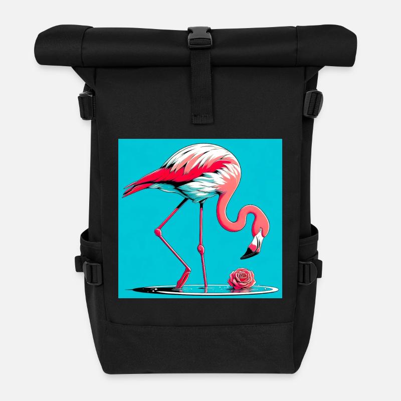 Flamingo - Rolltop Rucksack - Schwarz