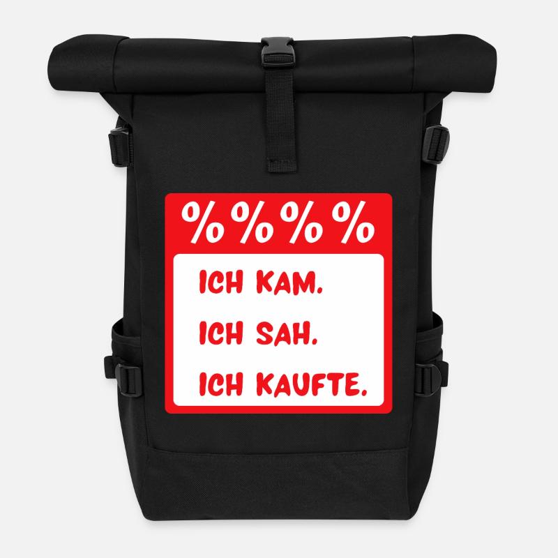 Ich kam. Ich sah. Ich kaufte. - Rolltop Rucksack - Schwarz