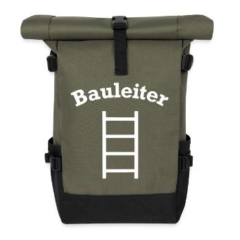 Lustiges Bauleiter Leiter Baustellen Design - Rolltop Rucksack - Olive/Schwarz - Vorne