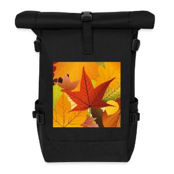Autumn Fall Leaves - Roll Top Backpack - black - Front