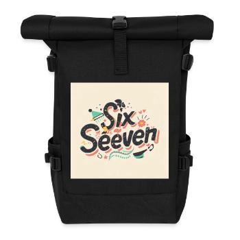 Sechs Siebzehn Retro-Doodle-Buchstaben - Rolltop Rucksack - Schwarz - Vorne