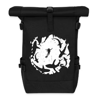 Diver in  Circular Shark Silhouette - Roll Top Backpack - black - Front