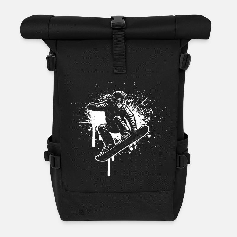 Attention fans de snowboard : déclaration simple - Sac à dos roll top - noir