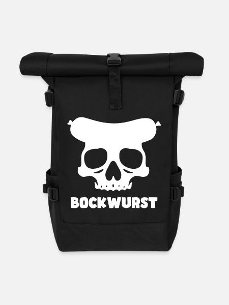 Bockwurst Skull Grafik - Rolltop Rucksack - Schwarz