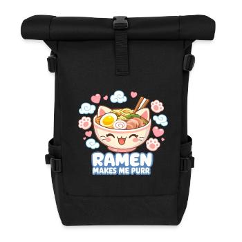 Kawaii Katze Ramen Nudeln Anime Katze - Rolltop Rucksack - Schwarz - Vorne