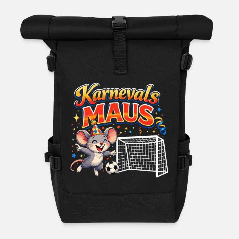 Karnevalsmaus Fußball Kostüm Geschenk Süß Niedlich - Rolltop Rucksack - Schwarz