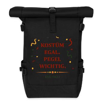 Kostüm egal. Pegel wichtig. – Karneval Party Shirt - Rolltop Rucksack - Schwarz - Vorne