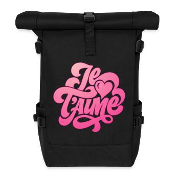 Je t'aime - I love you - Valentine's Day - Roll Top Backpack - black - Front