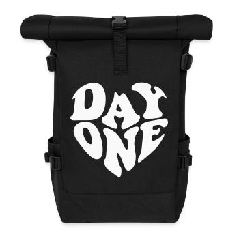 Day One Retro Heart – Anpassbare Farbe - Rolltop Rucksack - Schwarz - Vorne