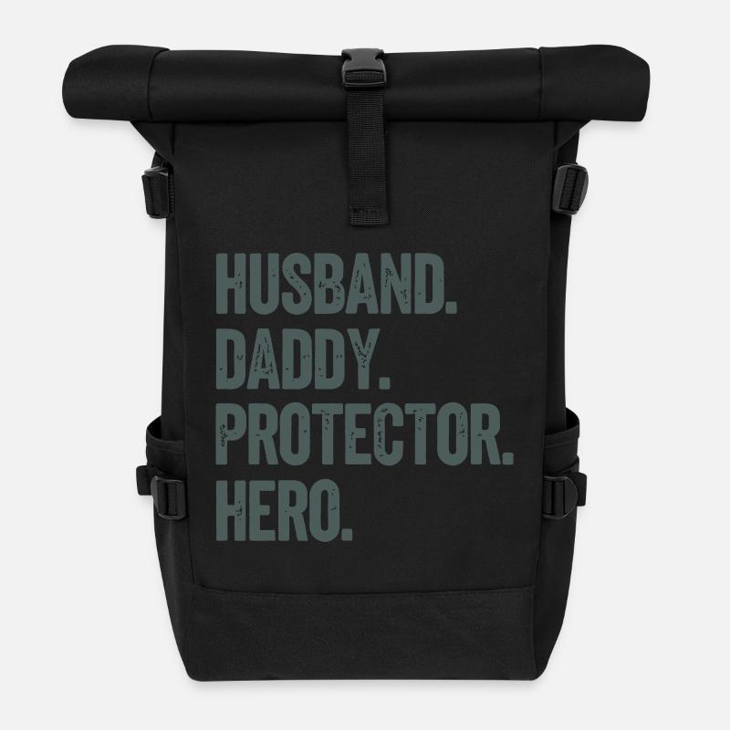 Husband Daddy Protector Hero - Rolltop Rucksack - Schwarz