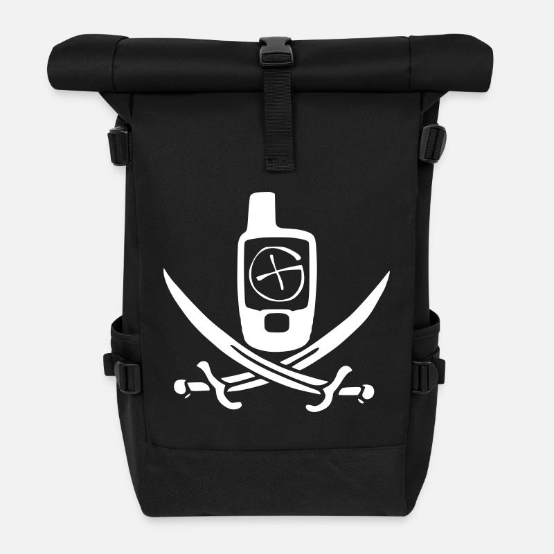 Géocaching Drapeau Pirate Blanc - Sac à dos roll top - noir
