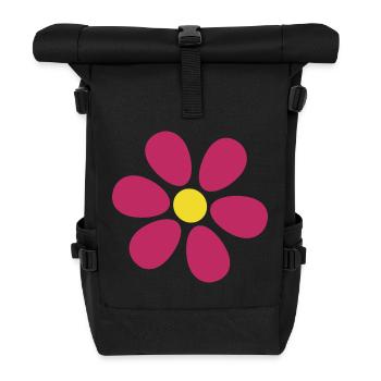 pinke Blume rot violette Blumen Blüte Flower Shirt - Rolltop Rucksack - Schwarz - Vorne