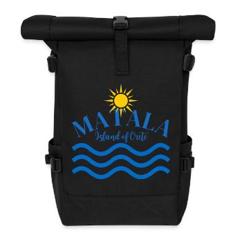 Matala Kreta-Wellen-Sonnenlogo - Rolltop Rucksack - Schwarz - Vorne