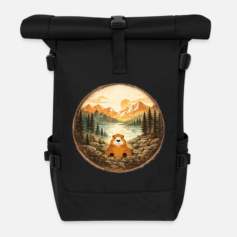 Marmot forest lake mountain - Roll Top Backpack - black