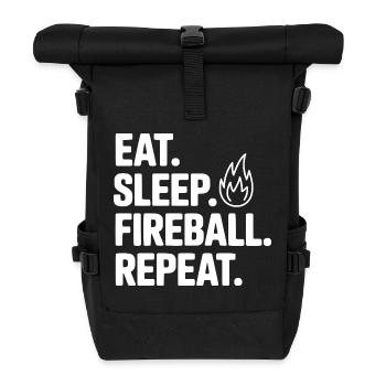 Iss. Schlaf. Feuerball. Wiederholen. - Rolltop Rucksack - Schwarz - Vorne