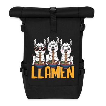 Lamas Essen Ramen Nudel Fan Kawaii - Rolltop Rucksack - Schwarz - Vorne