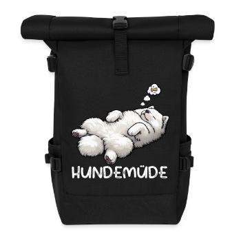 Dog Tired Samoyed Samoyed Owner Samoyed Dog - Roll Top Backpack - black - Front