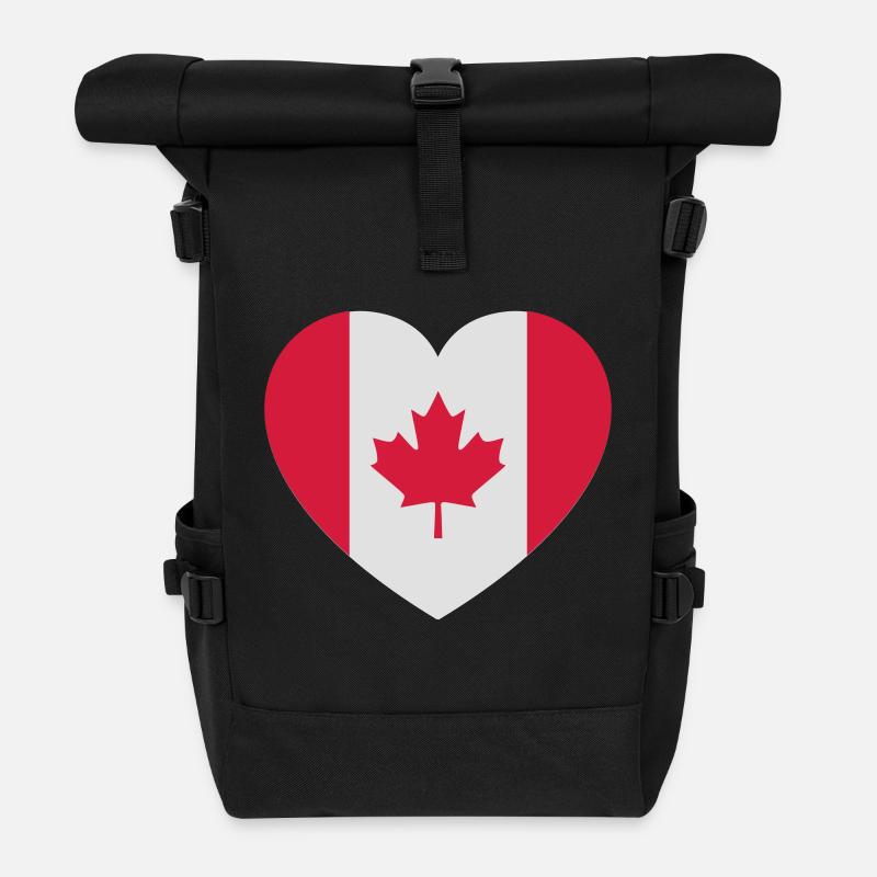 canada_2color - Roll Top Backpack - black