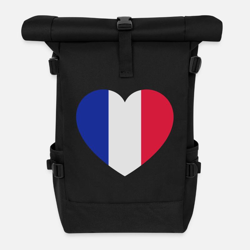 france_3col - Rolltop Rucksack - Schwarz