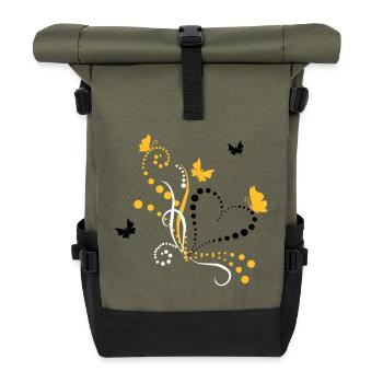 Papillons de jour - Sac à dos roll top - olive/noir - Devant