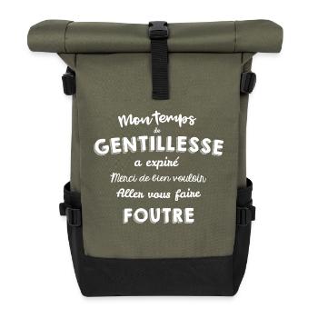 Mon temps de gentillesse a expiré - Sac à dos roll top - olive/noir - Devant