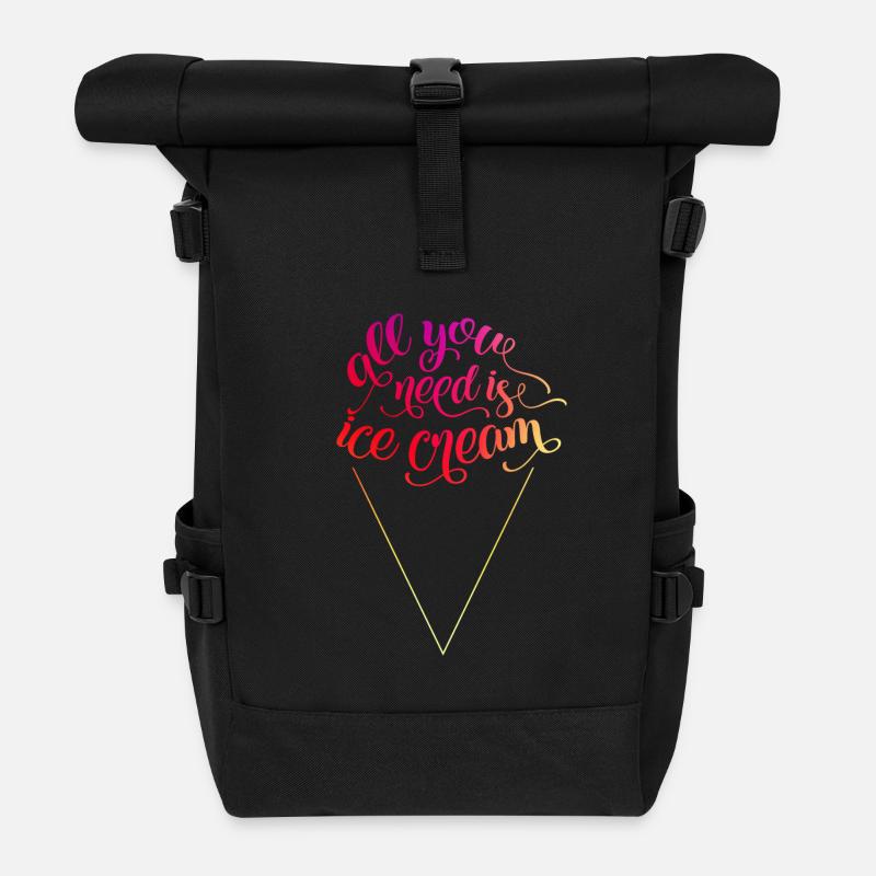 ALL YOU NEED IS ICECREAM - Roll Top Backpack - black
