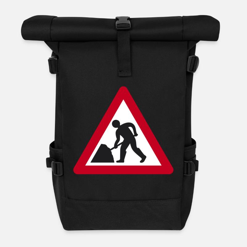 men at work - Roll Top Backpack - black