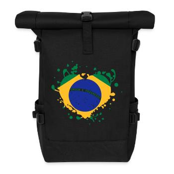 drapeau coeur bresil brasil jeux - Sac à dos roll top - noir - Devant