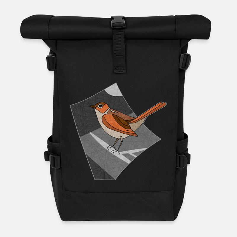 Vogel Nachtigall - Rolltop Rucksack - Schwarz