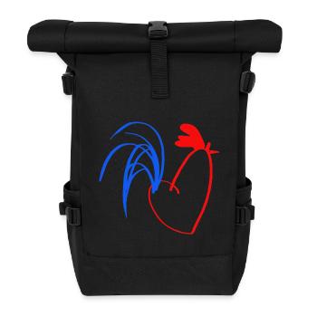rooster blue white red - Roll Top Backpack - black - Front