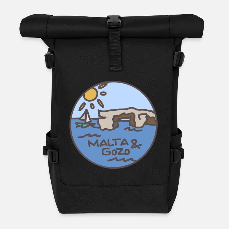 Malta / Gozo Illustration - Rolltop Rucksack - Schwarz