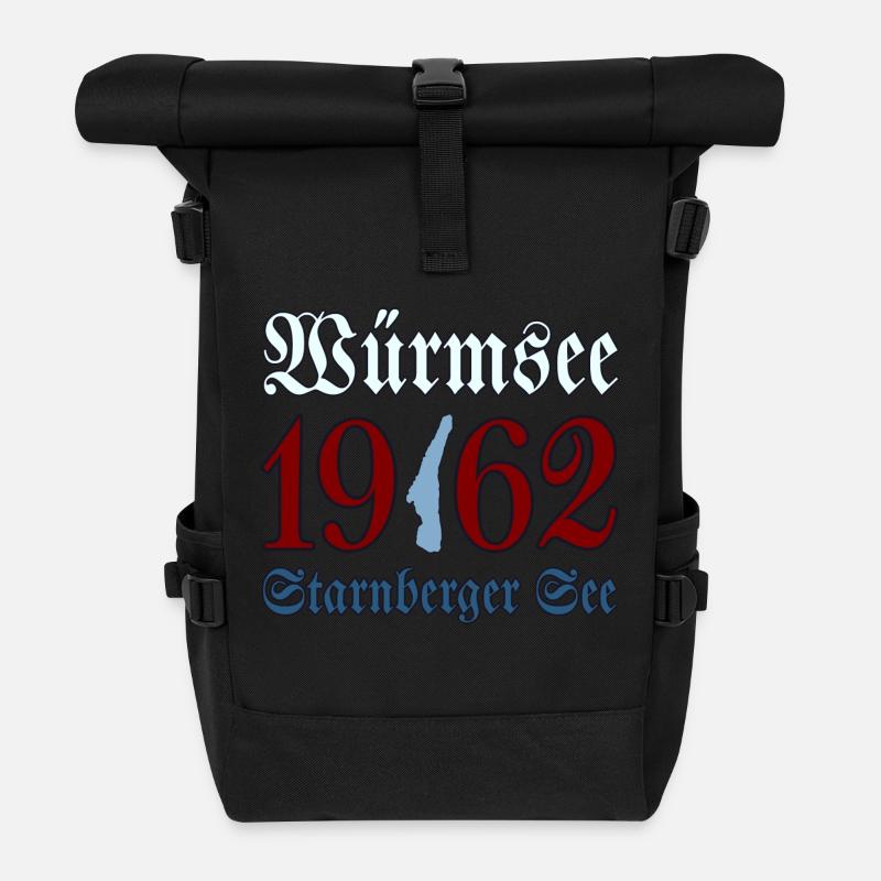 1962 Würmsee - Starnberger See - Rolltop Rucksack - Schwarz