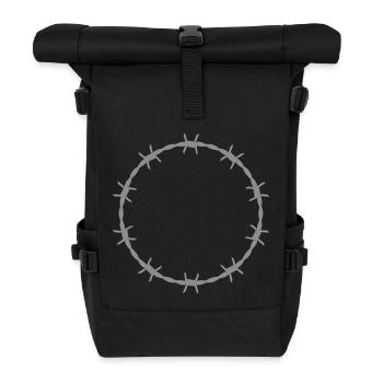 Stacheldraht dünn, Kreis, rund gebogen - Rolltop Rucksack - Schwarz - Vorne