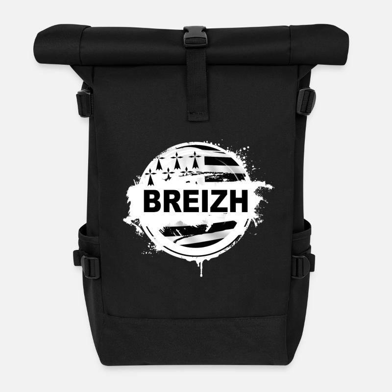 Bretagne - Breizh - Sac à dos roll top - noir