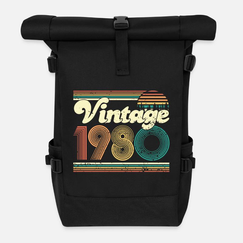 Vintage 1980 40. Geburtstag Vierzig Jahre Geschenk - Rolltop Rucksack - Schwarz